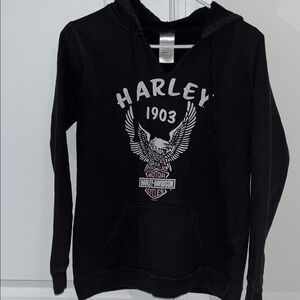 Women’s Black Pink Asheville Harley Davidson motorcycle Hoodie Hooded Sweatshirt